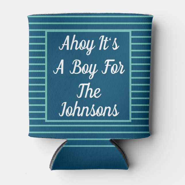 Ahoy It's A Boy Baby Shower Can Cooler (Front)