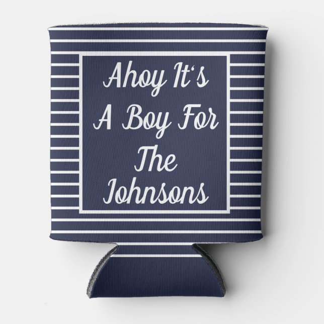 Ahoy It's A Boy Baby Shower Can Cooler (Front)