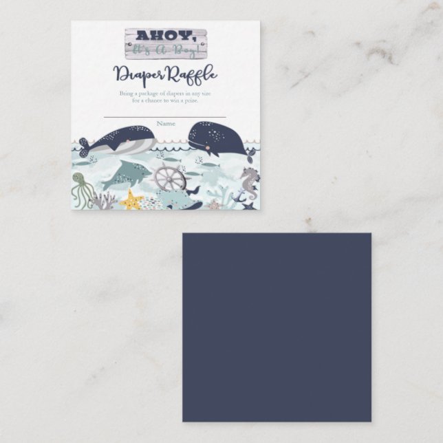 Ahoy It's A Boy Baby Shower Diaper Raffle Enclosure Card (Front/Back)