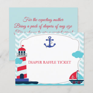 Ahoy It's A Boy baby Shower Diaper Raffle Ticket Invitation