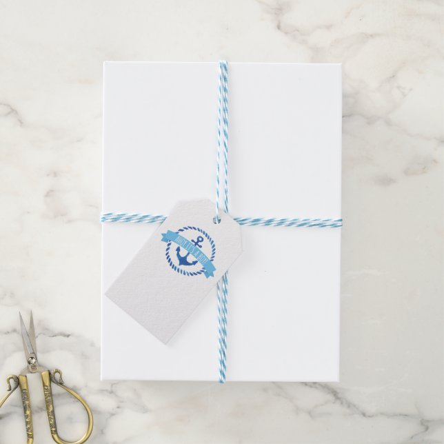 Ahoy It's a Boy! Baby Shower Favour Tag (With Twine)