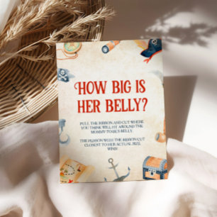 Ahoy It's A Boy Baby Shower How Big Is Her Belly Pedestal Sign