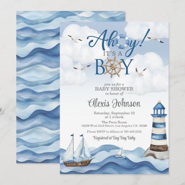 Ahoy it's a Boy Baby Shower Invitation (Front/Back)