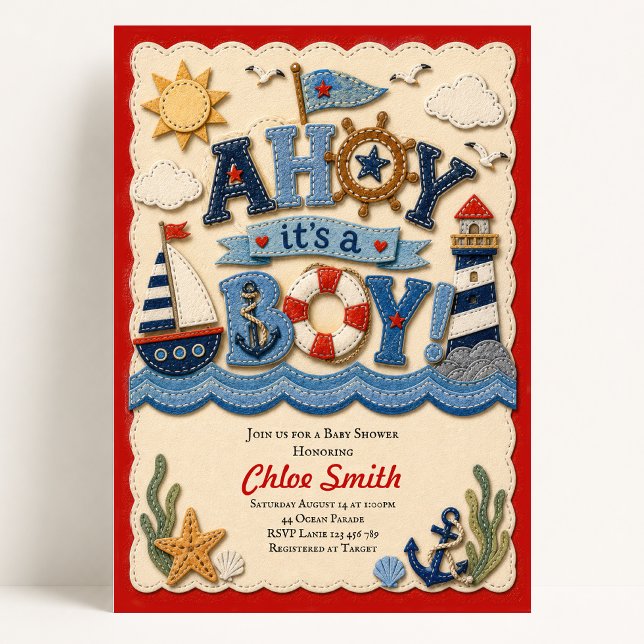 Ahoy its a Boy Baby Shower Invitation (Creator Uploaded)