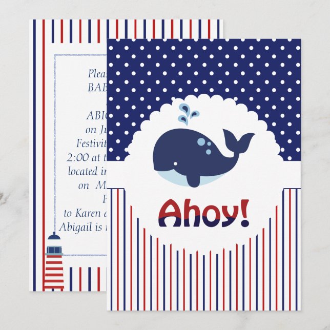 Ahoy It's A Boy Baby Shower Invitation (Front/Back)