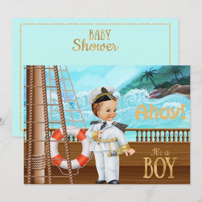Ahoy It's A Boy Baby Shower Invitation (Front/Back)