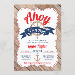 Ahoy It's A Boy Baby Shower Invitation