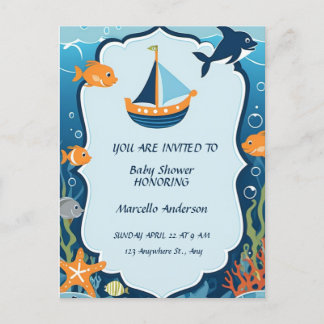 "Ahoy! It's a Boy_ Baby Shower Invitation Postcard