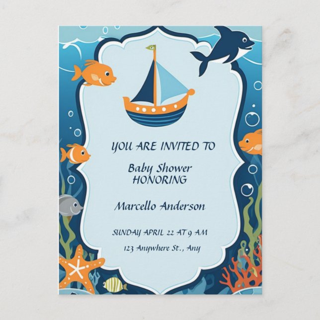 "Ahoy! It's a Boy_ Baby Shower Invitation  Postcard (Front)