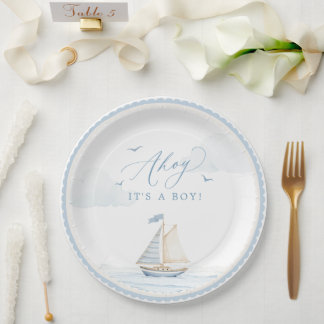 Ahoy It's a Boy Baby Shower Paper Plates