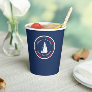 Ahoy It's a Boy Baby Shower Sailboat Paper Cups