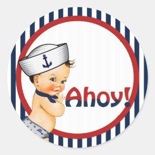 Ahoy It's a Boy Baby Shower Sticker