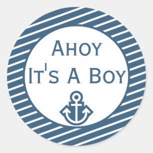 Ahoy It's A Boy Baby Shower Sticker