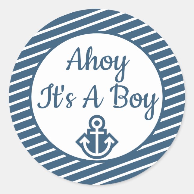 Ahoy It's A Boy Baby Shower Sticker (Front)