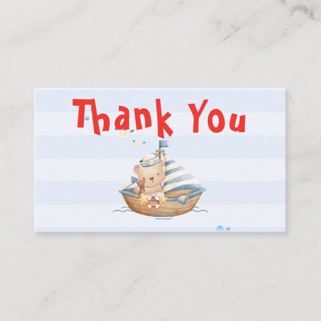Ahoy Its A Boy Baby Shower Thank You Card (Front)
