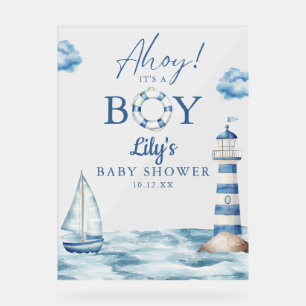 Ahoy Its A Boy Baby Shower Welcome Acrylic Sign