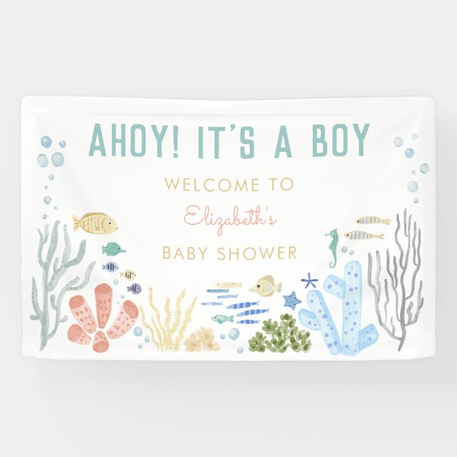  Ahoy! It's A Boy Baby Shower Welcome Banner (Horizontal)
