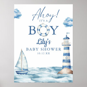 Ahoy Its A Boy Baby Shower Welcome Sign