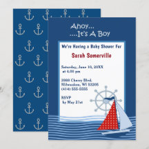 Ahoy It's a Boy Blue Sailboat Baby Shower 