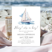 Ahoy it's a Boy | Boat Baby Shower Invitation