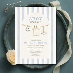 Ahoy It's a Boy Clothesline Baby Shower Invitation