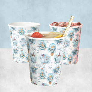 Ahoy It's A Boy Cute Whale Baby Shower Paper Cups