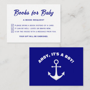 Ahoy Its A Boy Fun Baby Shower Please Bring A Book Enclosure Card