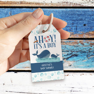 Ahoy It's A Boy Happy Whales Personalised  Gift Tags
