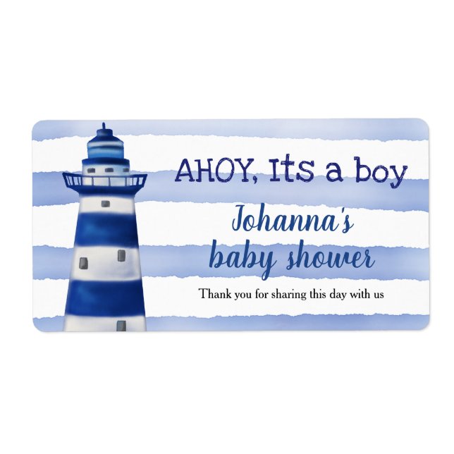 Ahoy Its A Boy Lighthouse | Nautical Baby Shower (Front)