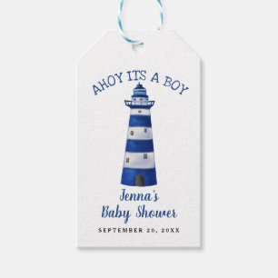 Ahoy Its A Boy Lighthouse   Nautical Baby Shower Gift Tags