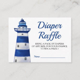 Ahoy Its A Boy Lighthouse   Nautical Diaper Raffle Enclosure Card
