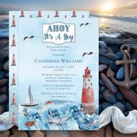Ahoy It's A Boy Lighthouse Ocean Baby Shower