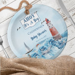 Ahoy It's A Boy Lighthouse Ocean Baby Shower Paper Plate<br><div class="desc">Nautical-themed,  "Ahoy,  It's A Boy" lighthouse,  sailboat and ocean creatures design with seagulls flying over boy "Baby Shower" design.  Composite design by Holiday Hearts Designs.</div>