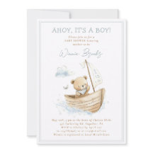 Ahoy It's A Boy Little Sailor Bear Baby Shower