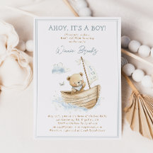 Ahoy It's A Boy Little Sailor Bear Baby Shower