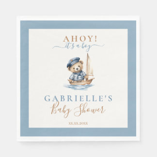 Ahoy it's a Boy! Minimalist Nautical Baby Shower  Napkin