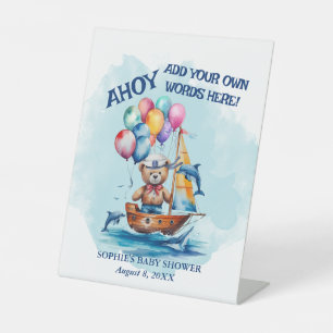 Ahoy Its A Boy Nautical Add Your Own Words Pedestal Sign