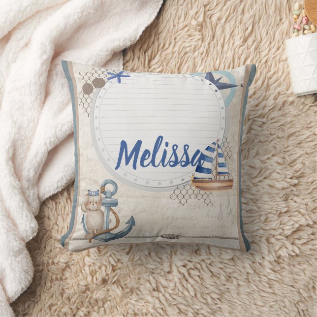 Ahoy It's A Boy Nautical Adventure Awaits Cushion (Blanket)