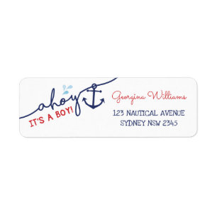 Ahoy It's a Boy Nautical Baby Shower Address Label