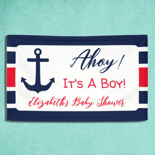 Ahoy It's A Boy! Nautical Baby Shower Banner
