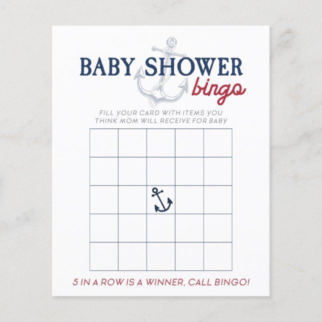 Ahoy It's a Boy Nautical Baby Shower Bingo Game (Front)