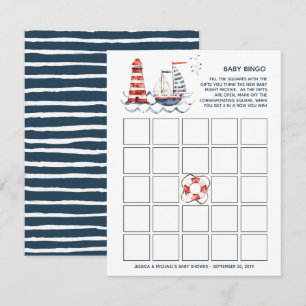 Ahoy It's A Boy Nautical Baby Shower Bingo Invitation
