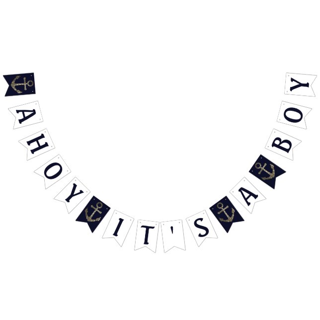 Ahoy It's a Boy Nautical Baby Shower Bunting (All)