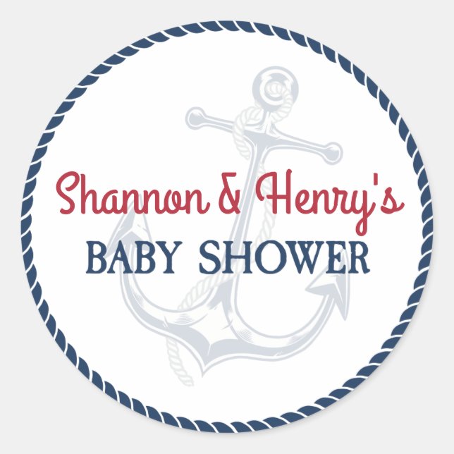 Ahoy It's a Boy Nautical Baby Shower Classic Round Sticker (Front)