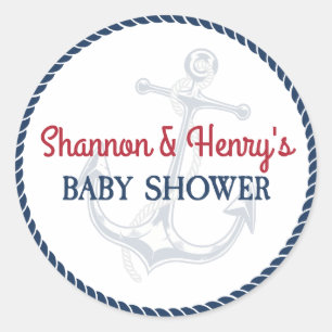 Ahoy It's a Boy Nautical Baby Shower Classic Round Sticker