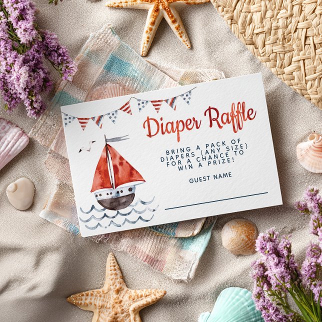 Ahoy It's A Boy Nautical Baby Shower Diaper Raffle Enclosure Card (Creator Uploaded)