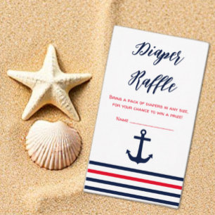 Ahoy It's A Boy Nautical Baby Shower Diaper Raffle Enclosure Card