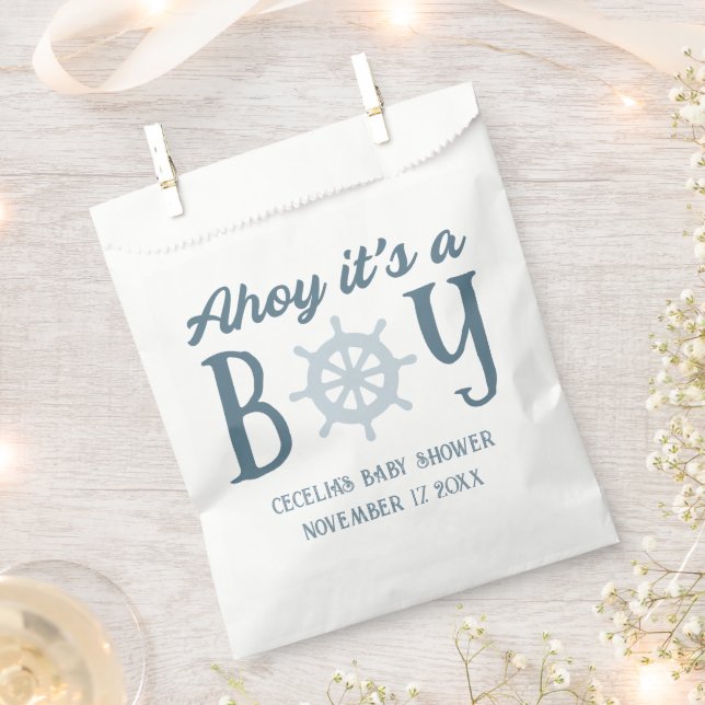 Ahoy It's A Boy Nautical Baby Shower Favour Bags (Clipped)