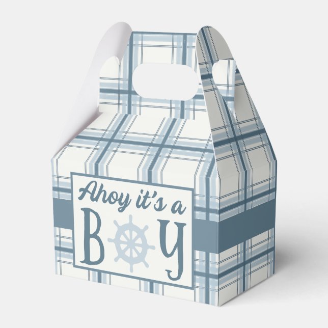 Ahoy It's A Boy Nautical Baby Shower Favour Box (Front Side)