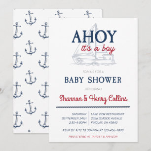 Ahoy It's a Boy Nautical Baby Shower Invitation